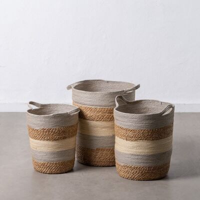 S/3 BASKETS GREY-NATURAL NATURAL FIBER CT608070