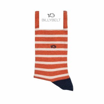 Chaussettes en coton peigné A rayures larges - Orange 1