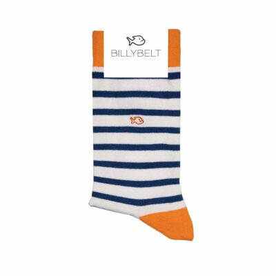 Wide Striped Cotton Socks Ecru