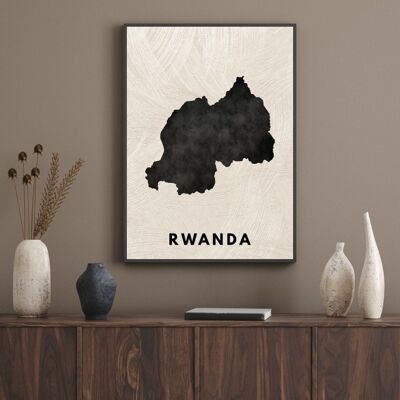 Affiche Poster - Carte Rwanda