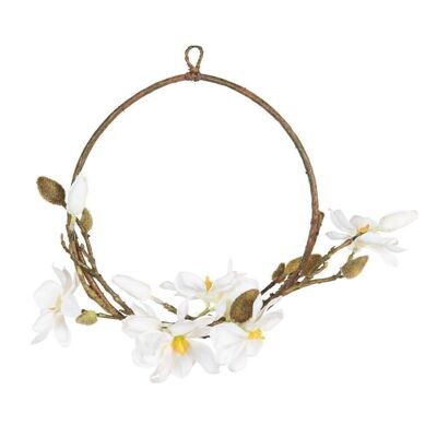 COURONNE DE MAGNOLIA BLANC ARTIFICIEL CT604048