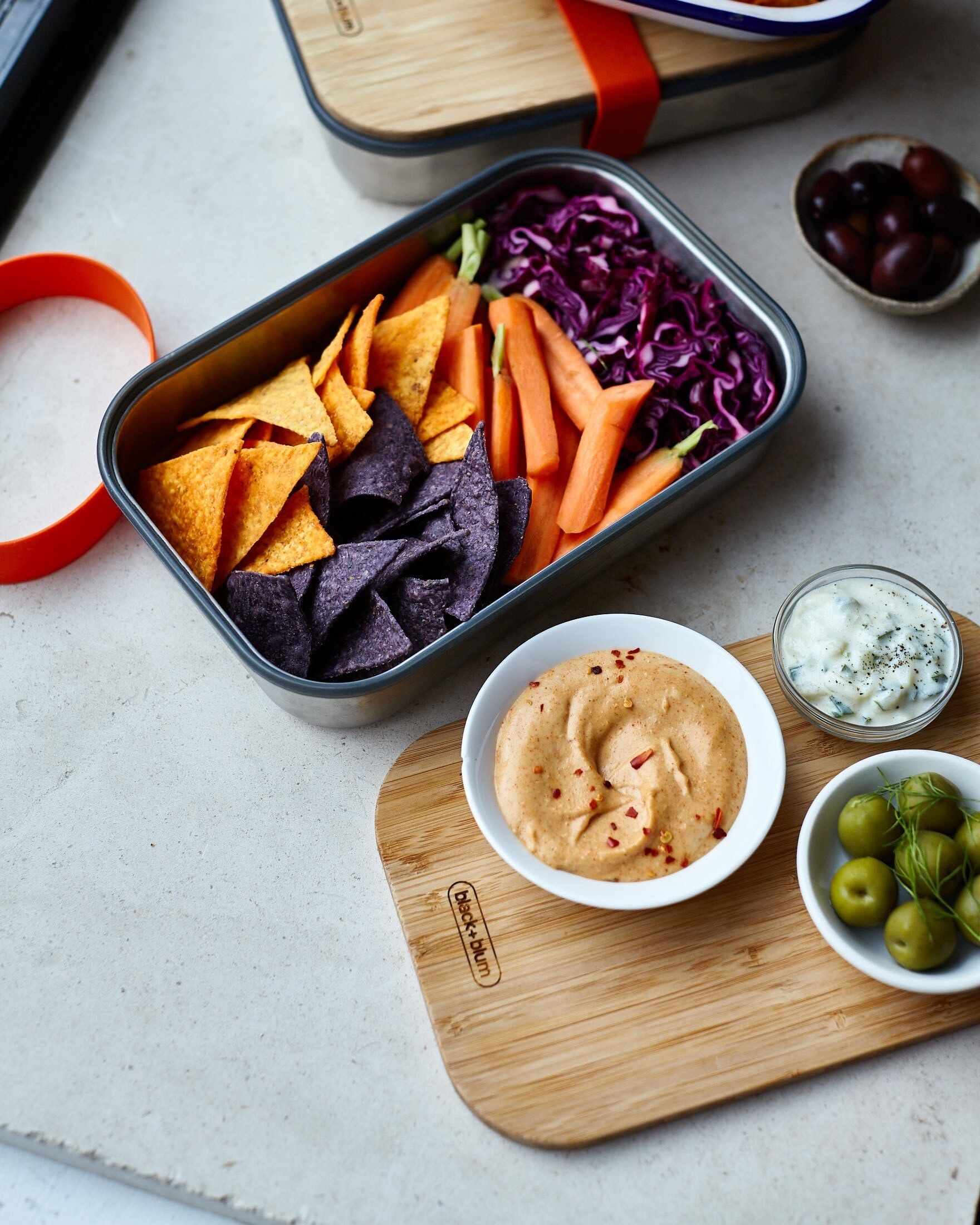 Lunch Box - Boîte à sandwich hermétique en acier inoxydable avec couvercle en bambou 900 ml - Orange