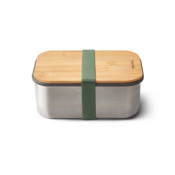 Lunch Box - Boîte à sandwich hermétique en acier inoxydable avec couvercle et compartiment en bambou 1,25 L - Olive 5
