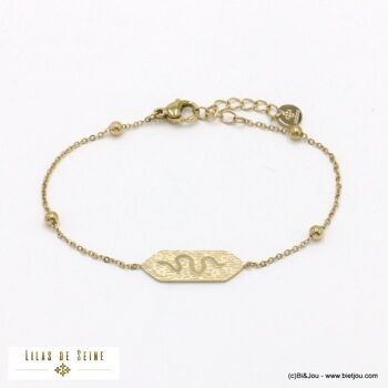 Bracelet acier inoxydable serpent gravé femme 0222121 2