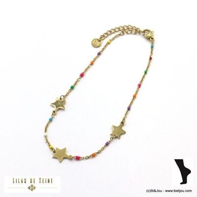 Tobillera de acero inoxidable con estrella esmaltada 0222122