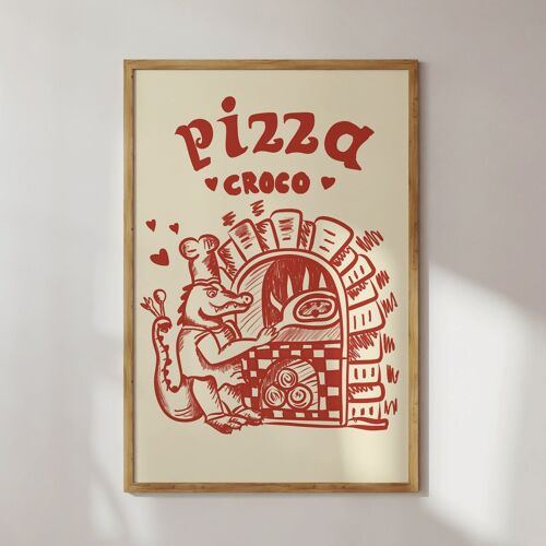 Poster Pizzabäcker Krokodil Pizza Italien