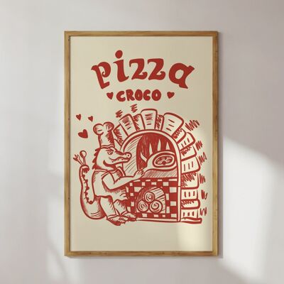 Póster Pizzero Cocodrilo Pizza Italia