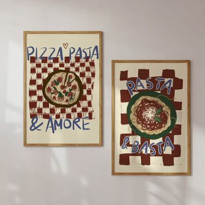 ENSEMBLE D'AFFICHES PIZZA, PASTA & AMORE / PASTA & BASTA