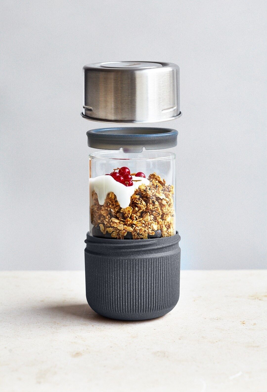 Lunchbox aus Glas – Auslaufsicherer, mikrowellengeeigneter Lunchpot aus Glas, 450 ml – Schiefer