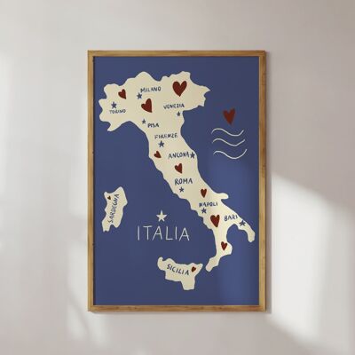 CARTEL MAPA DE ITALIA