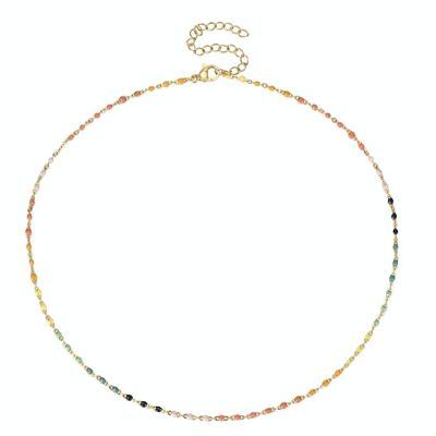 Gold Multicolor Rosary Necklace