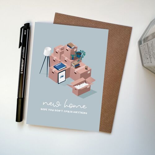 New Home Boxes Plant Minimal Simple Illustrated Card