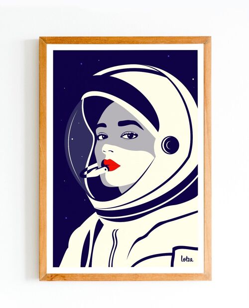 Affiche Astronaute | Femme | Girl Power | Poster Vintage Minimaliste | Affiche de Voyage | Travel Poster | Déco intérieure