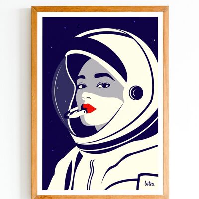 Póster de astronauta | Mujeres | poder femenino | Póster minimalista vintage | Póster de viaje | Póster de viaje | Decoración de interiores