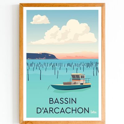 Poster Bucht von Arcachon Dune du Pilat | Vintage minimalistisches Poster | Reiseposter | Reiseposter | Innenausstattung