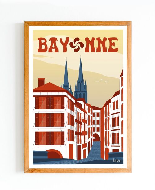 Affiche Bayonne - Pays Basque | Poster Vintage Minimaliste | Affiche de Voyage | Travel Poster | Déco intérieure