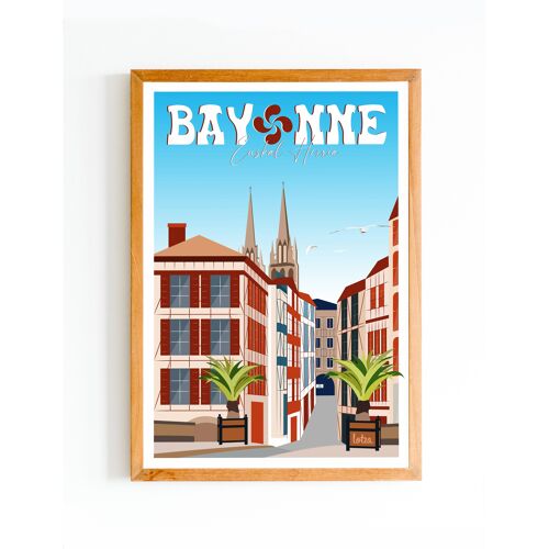 Affiche Bayonne - Pays Basque | Poster Vintage Minimaliste | Affiche de Voyage | Travel Poster | Déco intérieure