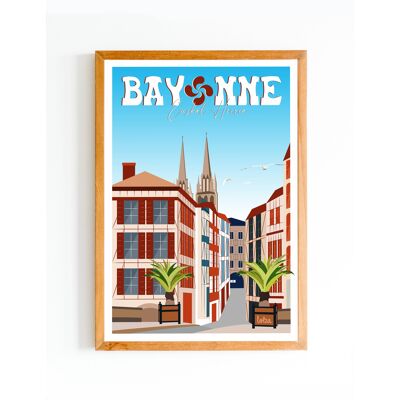 Poster Bayonne - Baskenland | Vintage minimalistisches Poster | Reiseposter | Reiseposter | Innenausstattung