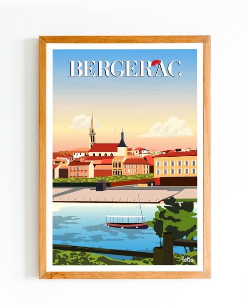 Affiche Bergerac - Dordogne | Poster Vintage Minimaliste | Affiche de Voyage | Travel Poster | Déco intérieure