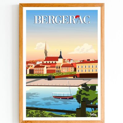 Affiche Bergerac - Dordogne | Poster Vintage Minimaliste | Affiche de Voyage | Travel Poster | Déco intérieure