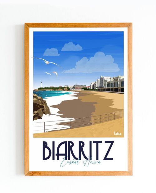 Affiche Biarritz - Pays Basque | Poster Vintage Minimaliste | Affiche de Voyage | Travel Poster | Déco intérieure