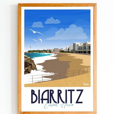 Affiche Biarritz - Pays Basque | Poster Vintage Minimaliste | Affiche de Voyage | Travel Poster | Déco intérieure