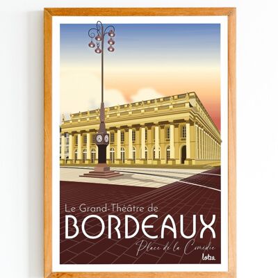 Affiche Bordeaux - Grand Théâtre - Place de la Comédie | Poster Vintage Minimaliste | Affiche de Voyage | Travel Poster | Déco intérieure