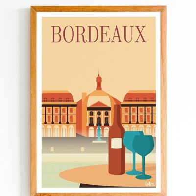 Póster Burdeos (versión naranja) - Place de la Bourse | Póster minimalista vintage | Póster de viaje | Póster de viaje | Decoración de interiores