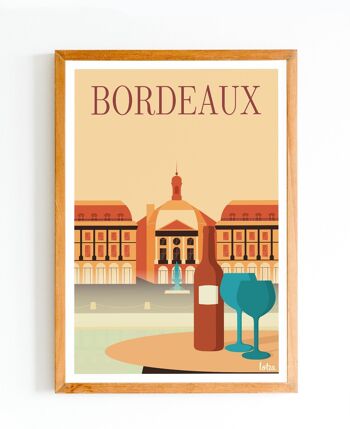 Affiche Bordeaux (version orange) - Place de la Bourse | Poster Vintage Minimaliste | Affiche de Voyage | Travel Poster | Déco intérieure 1