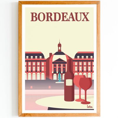 Affiche Bordeaux (version rose) - Place de la Bourse | Poster Vintage Minimaliste | Affiche de Voyage | Travel Poster | Déco intérieure