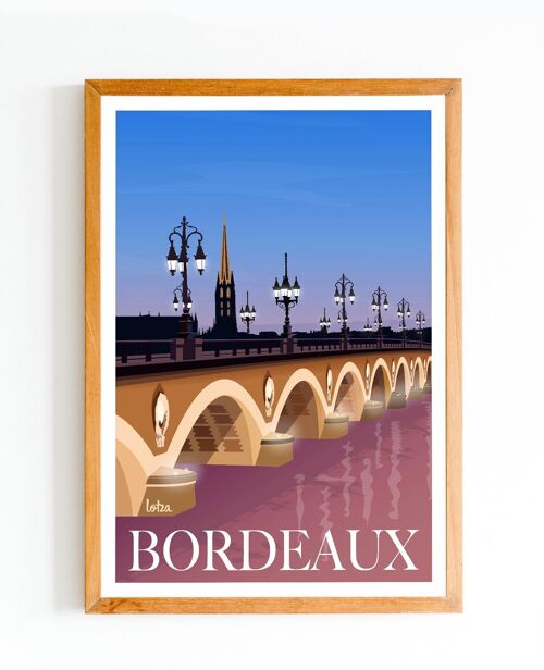 Affiche Pont de Pierre - Bordeaux | Poster Vintage Minimaliste | Affiche de Voyage | Travel Poster | Déco intérieure