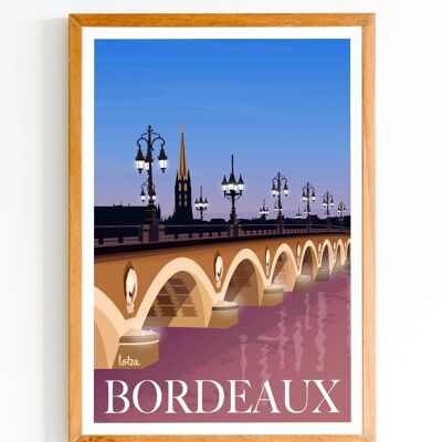 Poster Steinbrücke - Bordeaux | Vintage minimalistisches Poster | Reiseposter | Reiseposter | Innenausstattung