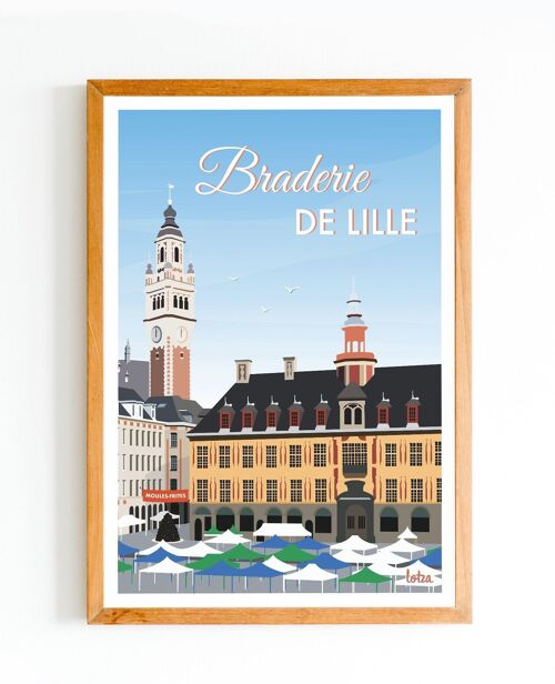 Affiche Braderie de Lille - Place de la Bourse | Poster Vintage Minimaliste | Affiche de Voyage | Travel Poster | Déco intérieure