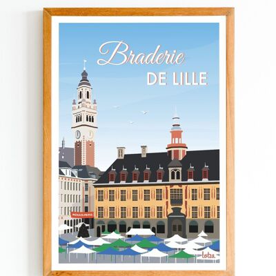 Affiche Braderie de Lille - Place de la Bourse | Poster Vintage Minimaliste | Affiche de Voyage | Travel Poster | Déco intérieure