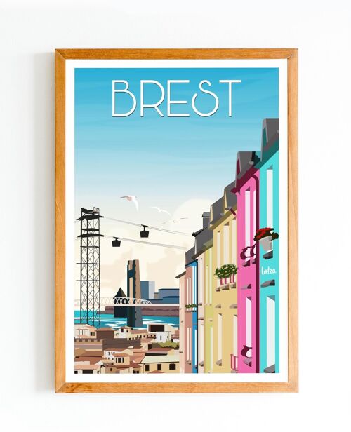 Affiche Brest - Téléphérique - Rue Félix-Le Dantec - | Poster Vintage Minimaliste | Affiche de Voyage | Travel Poster | Déco intérieure