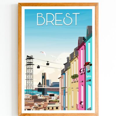 Póster Brest - Teleférico - Rue Félix-Le Dantec - | Póster minimalista vintage | Póster de viaje | Póster de viaje | Decoración de interiores