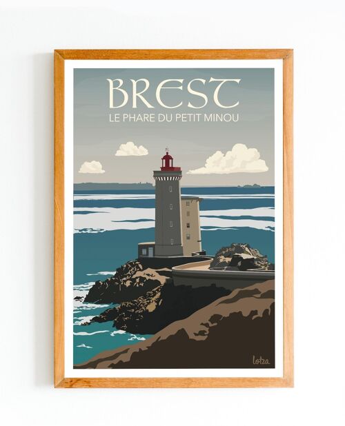Affiche Brest - Phare du Petit Minou | Poster Vintage Minimaliste | Affiche de Voyage | Travel Poster | Déco intérieure