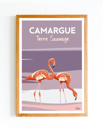 Affiche Camargue - Flamants Roses - Réserve naturelle | Poster Vintage Minimaliste | Affiche de Voyage | Travel Poster | Déco intérieure 1