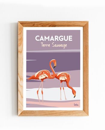 Affiche Camargue - Flamants Roses - Réserve naturelle | Poster Vintage Minimaliste | Affiche de Voyage | Travel Poster | Déco intérieure 2