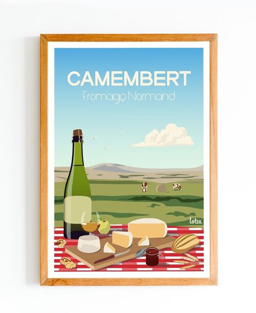 Affiche Camembert - Fromage Normand | Poster Vintage Minimaliste | Affiche de Voyage | Travel Poster | Déco intérieure