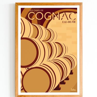 Poster Chais de Cognac - Charente | Vintage minimalistisches Poster | Reiseposter | Reiseposter | Innenausstattung