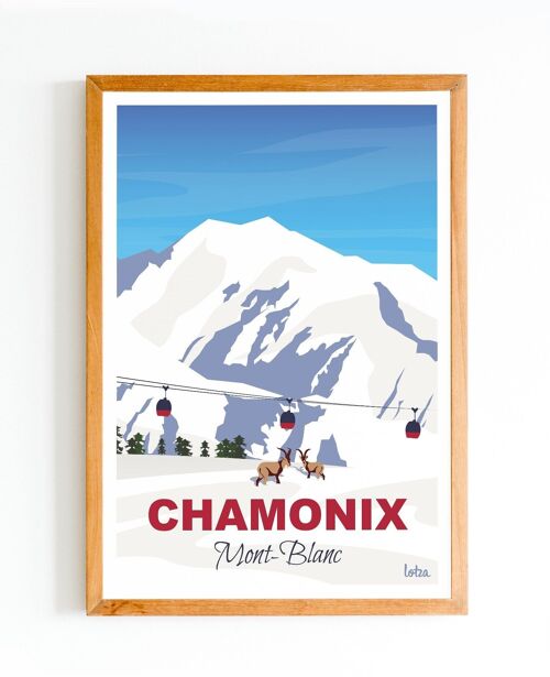 Affiche Chamonix - Mont Blanc | Poster Vintage Minimaliste | Affiche de Voyage | Travel Poster | Déco intérieure
