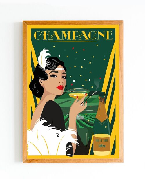 Affiche Champagne - Années Folles | Poster Vintage Minimaliste | Affiche de Voyage | Travel Poster | Déco intérieure