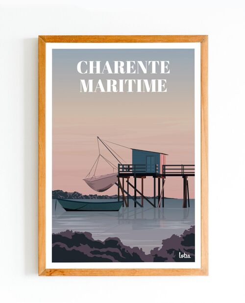 Affiche Charente-Maritime - Carrelet | Poster Vintage Minimaliste | Affiche de Voyage | Travel Poster | Déco intérieure