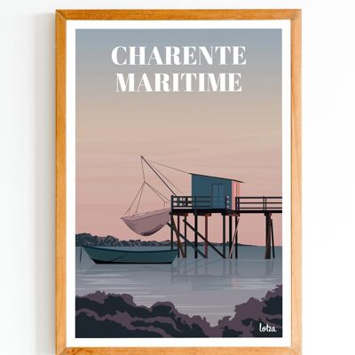 Póster Charente Marítimo - Carrelet | Póster minimalista vintage | Póster de viaje | Póster de viaje | Decoración de interiores