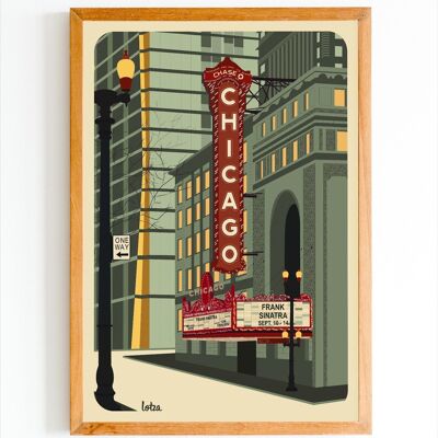 Affiche Chicago Theater - USA - États-Unis | Poster Vintage Minimaliste | Affiche de Voyage | Travel Poster | Déco intérieure