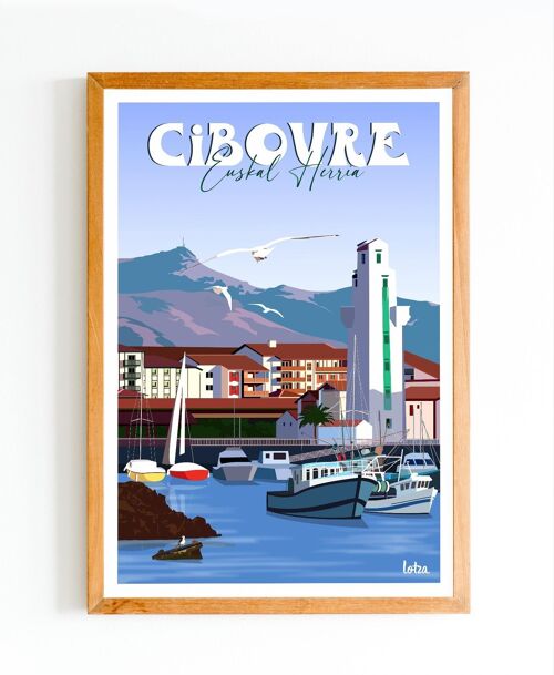 Affiche Ciboure - Pays Basque | Poster Vintage Minimaliste | Affiche de Voyage | Travel Poster | Déco intérieure