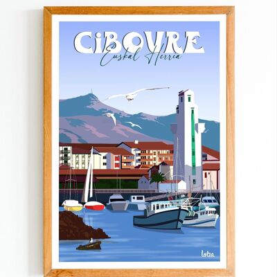 Poster Ciboure - Paesi Baschi | Poster vintage minimalista | Poster di viaggio | Poster di viaggio | Decorazione d'interni