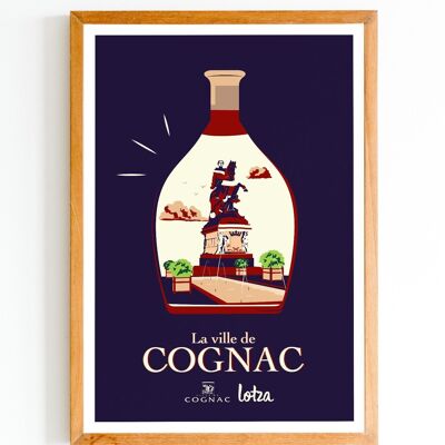 Affiche Cognac (Bouteille) - Quais | Poster Vintage Minimaliste | Affiche de Voyage | Travel Poster | Déco intérieure
