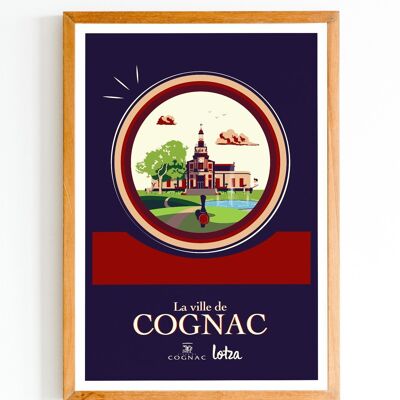 Póster Cognac (Barril) - Muelles | Póster minimalista vintage | Póster de viaje | Póster de viaje | Decoración de interiores